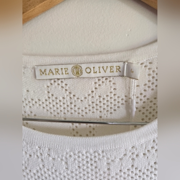 NEW! Marie Oliver, Crissy Jacquard Tee Shirt, Daisy (Ivory),Size Large,MSRP $224 - Picture 7 of 11